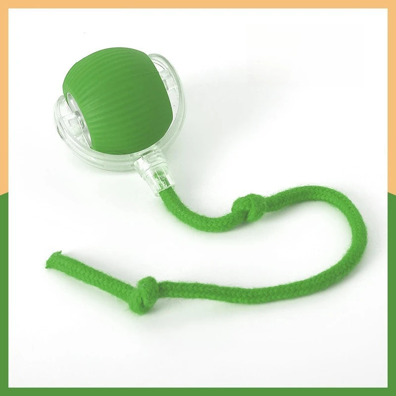 Green silicone lip balm with a rope on a white background