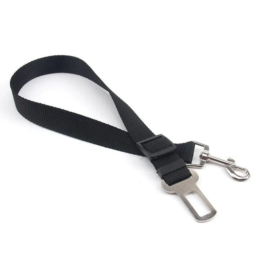 Adjustable nylon pet car seat belt safety leash for dogs and cats with quick-release buckle, helping keep pets secure and comfortable during car travel.black