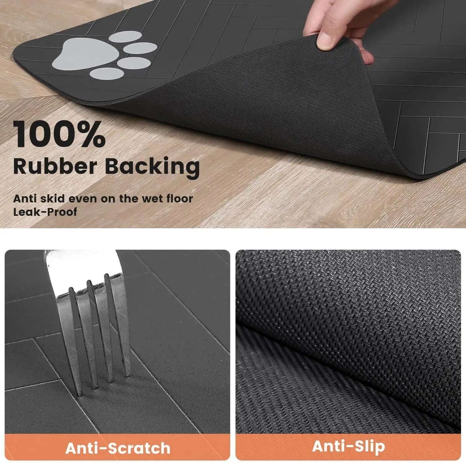 Cat and dog food mat with leak-proof non-slip design