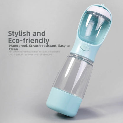 Light blue and clear hair removal device on a gray background with text about features.