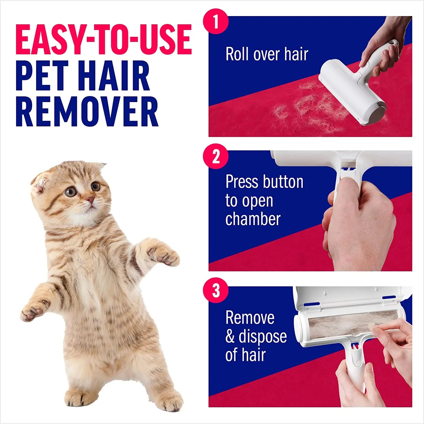 Pet hair remover tool for furniture and upholstery
