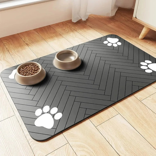 Ultra absorbent pet feeding mat for dogs and cats with non-slip waterproof backing